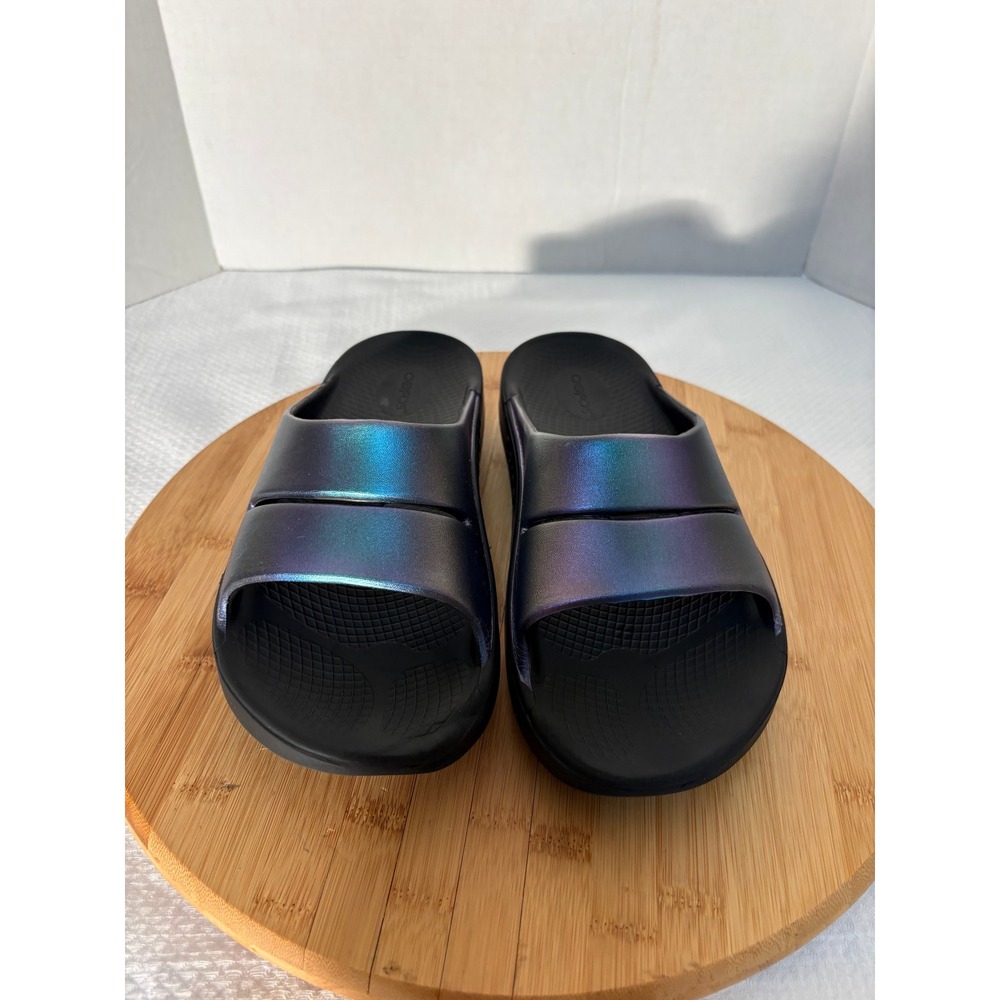 OOFOS OOriginal Sport Slide Sandals Neptune Blue Iridescent Recovery Mens 8 W10